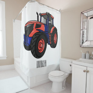Cortina De Ducha Ilustración de dibujos animados de tractor