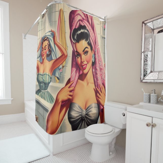 Cortina De Ducha Ilustracion de ducha de Chicas de época (In situ)