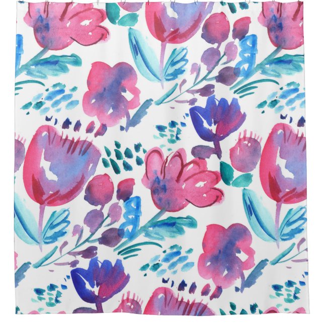 Cortina De Ducha ilustracion de estilo boho floral rústico dibujado (Anverso)