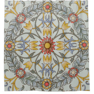 Cortina De Ducha Ilustracion de flores de círculo floral William Mo