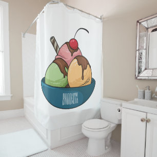 Cortina De Ducha Ilustracion de helado personalizado