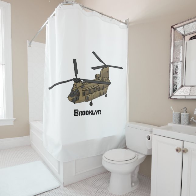 Cortina De Ducha Ilustracion de helicópteros militares de Chinook (In situ)