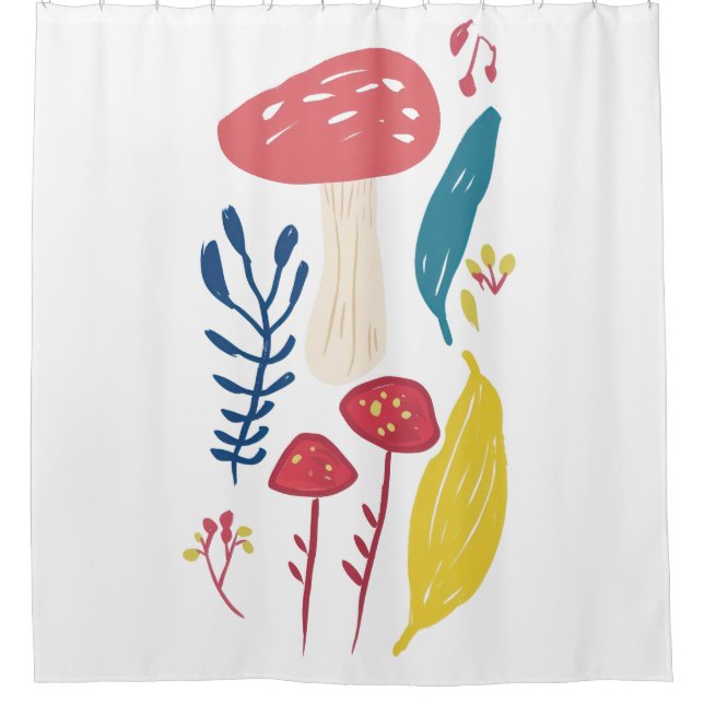 Cortina De Ducha Ilustracion de hongos (Anverso)