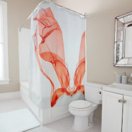 Cortina De Ducha Ilustracion de humo rojo y blanco