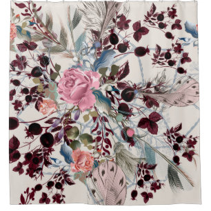 Cortina De Ducha Ilustracion de moda bo-ho con flores subió y p