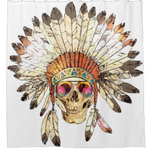 Cortina De Ducha Ilustracion de moda de cráneo nativo americano