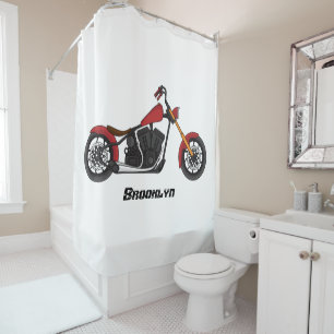 Cortina De Ducha Ilustracion de motocicleta estilo helicóptero
