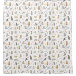 Cortina De Ducha Ilustracion de patrón de gatos caprichosos