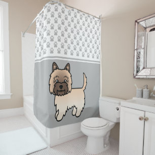 Cortina De Ducha Ilustración de perro Terrier Wheaten Cairn y huell