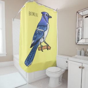 Cortina De Ducha Ilustracion de personalizado de ave azul jay