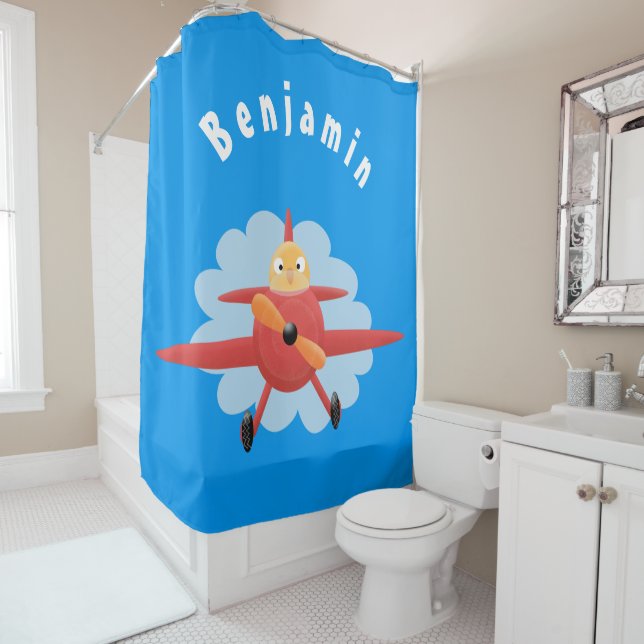 Cortina De Ducha Ilustracion de personalizado de avión rojo que vue (In situ)