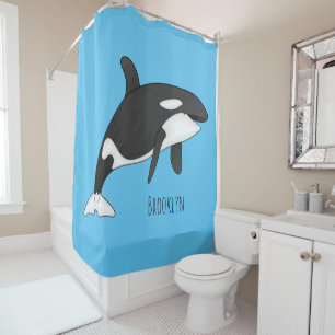 Cortina De Ducha Ilustracion de personalizado de ballenas asesina