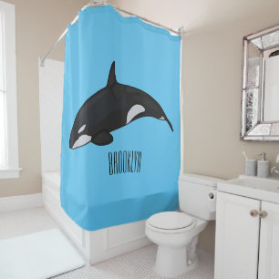 Cortina De Ducha Ilustracion de personalizado de ballenas asesina