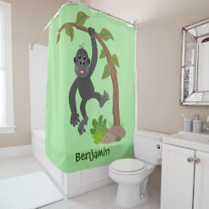 Cortina De Ducha Ilustracion de personalizado de bebé gorila feliz