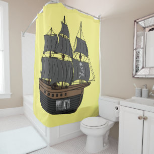 Cortina De Ducha Ilustracion de personalizado de buques piratas