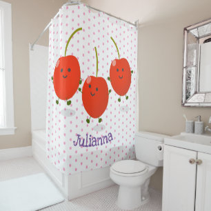 Cortina De Ducha Ilustracion de personalizado de cerezas rojas de s