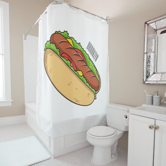 Cortina De Ducha Ilustracion de personalizado de hot dog (In situ)