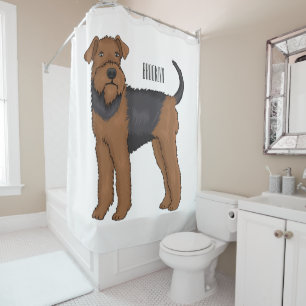 Cortina De Ducha Ilustracion de personalizado de perro Airedale ter
