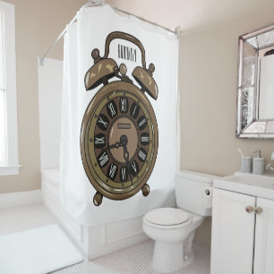 Cortina De Ducha Ilustracion de personalizado de reloj de alarma
