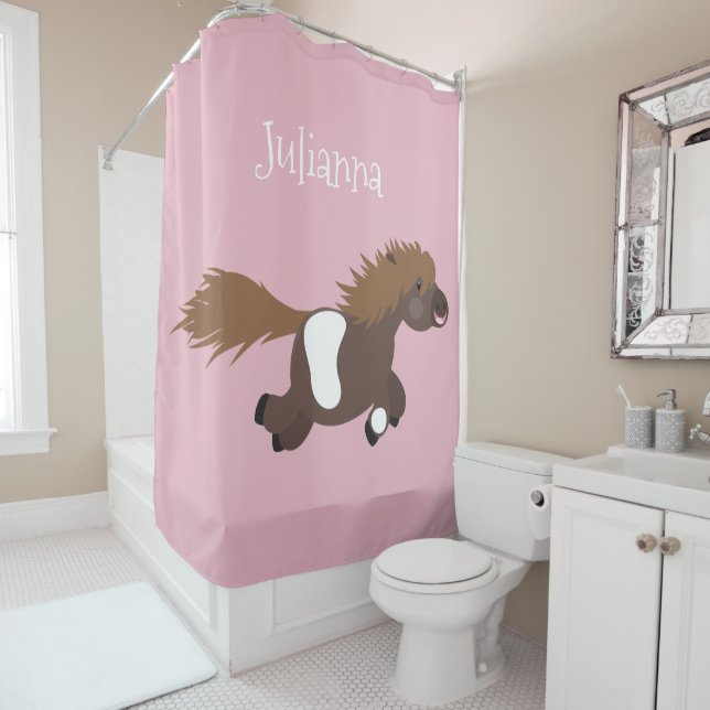 Cortina De Ducha Ilustracion de personalizado del pony de Shetland  (In situ)
