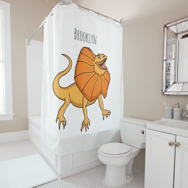 Cortina De Ducha ilustracion de personalizado naranja (In situ)
