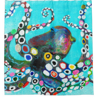 Cortina De Ducha Ilustración de pulpo colorido dibujado a mano