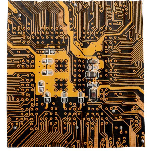 Cortina De Ducha Ilustración de textura de microesquema,microchip,r (Anverso)