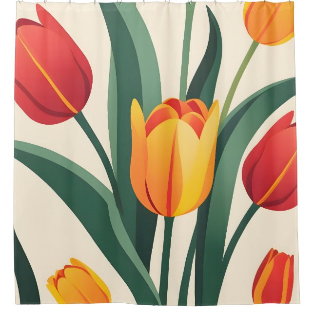 Cortina De Ducha Ilustracion de tulipán negrita (Anverso)