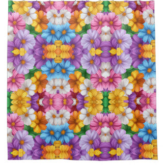 Cortina De Ducha Ilustración de vector de fondo de flores coloridas