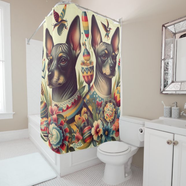 Cortina De Ducha Ilustracion de Xoloitzcuintle (In situ)