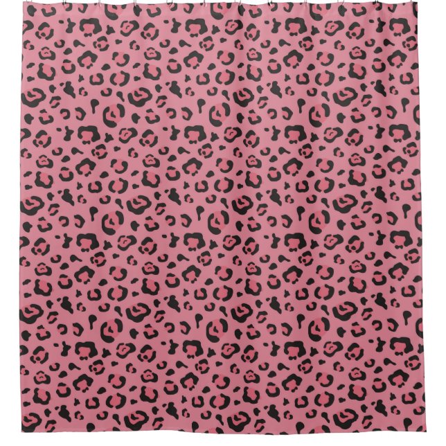 Cortina De Ducha Ilustracion del animal del rosa del leopardo (Anverso)