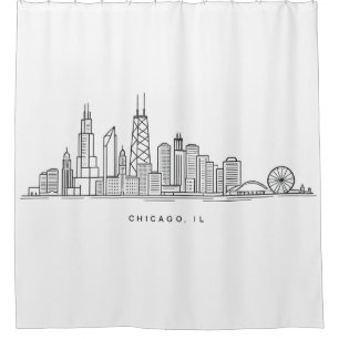 Cortina De Ducha Ilustración del paisaje urbano de Chicago IL