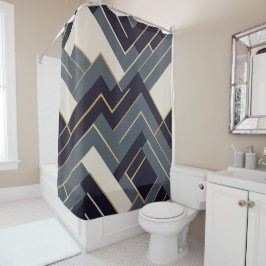 Cortina De Ducha Ilustracion dorado geométrico