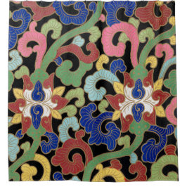 Cortina De Ducha Ilustracion floral chino