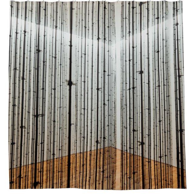 Cortina De Ducha Ilustracion marrón y negro (Anverso)