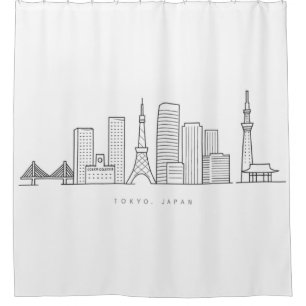 Cortina De Ducha Ilustración minimalista del horizonte de Tokio