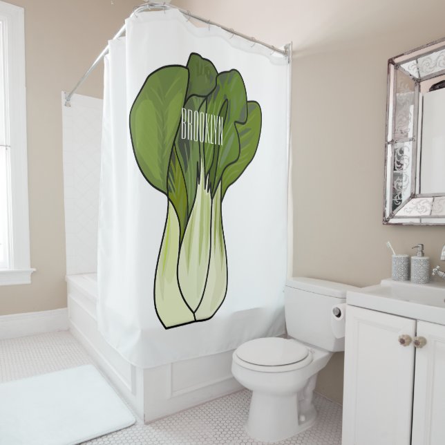 Cortina De Ducha Ilustracion personalizado Bok choy (In situ)