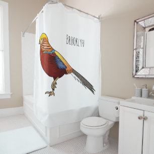 Cortina De Ducha Ilustracion personalizado de aves de faisán dorado