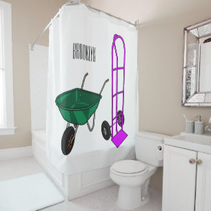 Cortina De Ducha Ilustracion personalizado de carretillas y carrito