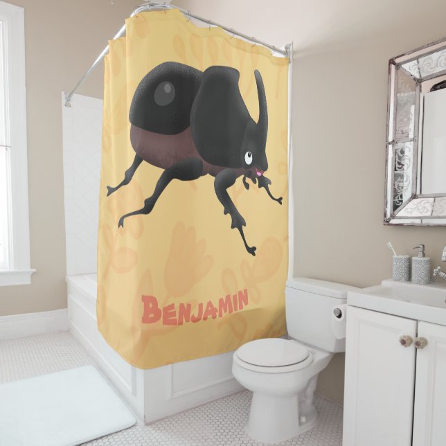 Cortina De Ducha Ilustracion personalizado de escarabajo rinoceront (In situ)