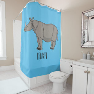 Cortina De Ducha Ilustracion personalizado de Javan rhinoceros