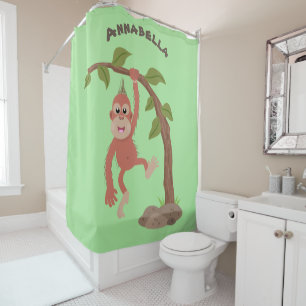 Cortina De Ducha Ilustracion personalizado de orangután bebé feliz