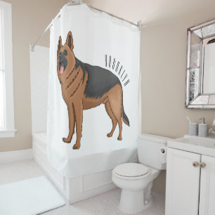 Cortina De Ducha Ilustracion personalizado de perro pastor alemán