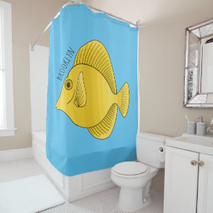 Cortina De Ducha Ilustracion personalizado de pescado tango amarill
