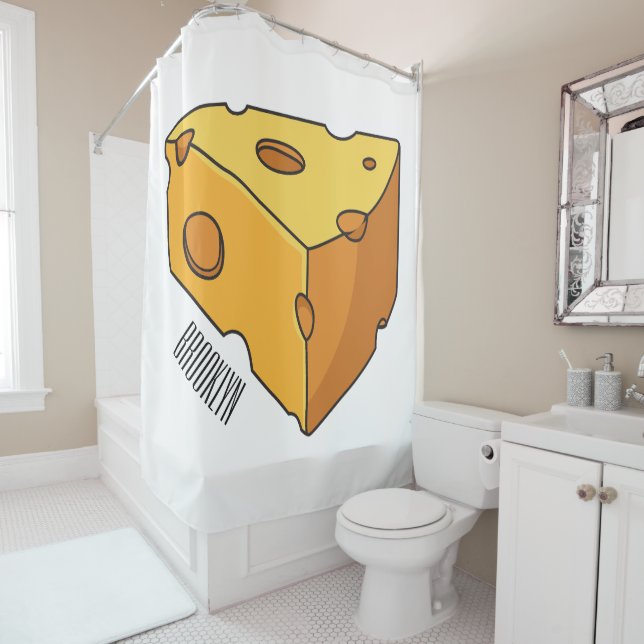 Cortina De Ducha Ilustracion personalizado de queso (In situ)