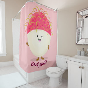 Cortina De Ducha Ilustracion personalizado de rambután rosa suave