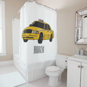 Cortina De Ducha Ilustracion personalizado de taxi