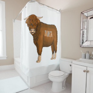 Cortina De Ducha Ilustracion personalizado de vaca de Highland