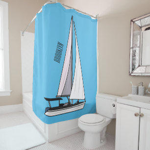 Cortina De Ducha Ilustracion personalizado de velero