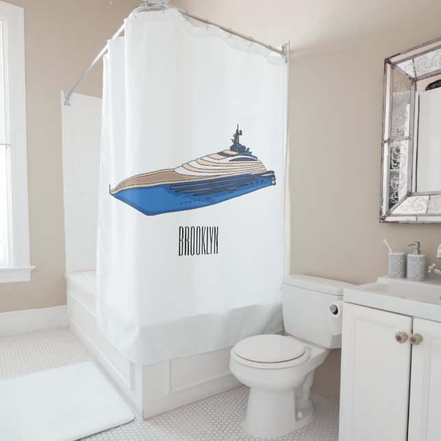 Cortina De Ducha Ilustracion personalizado de yates (In situ)